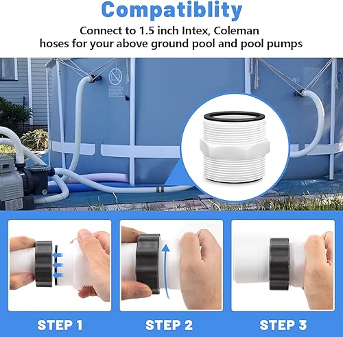 Miniatura 4 de Adaptador de manguera de piscina para Intex & Coleman, conector de junta de manguera dividida de piscina, bomba de natación de 1.5 pulgadas,