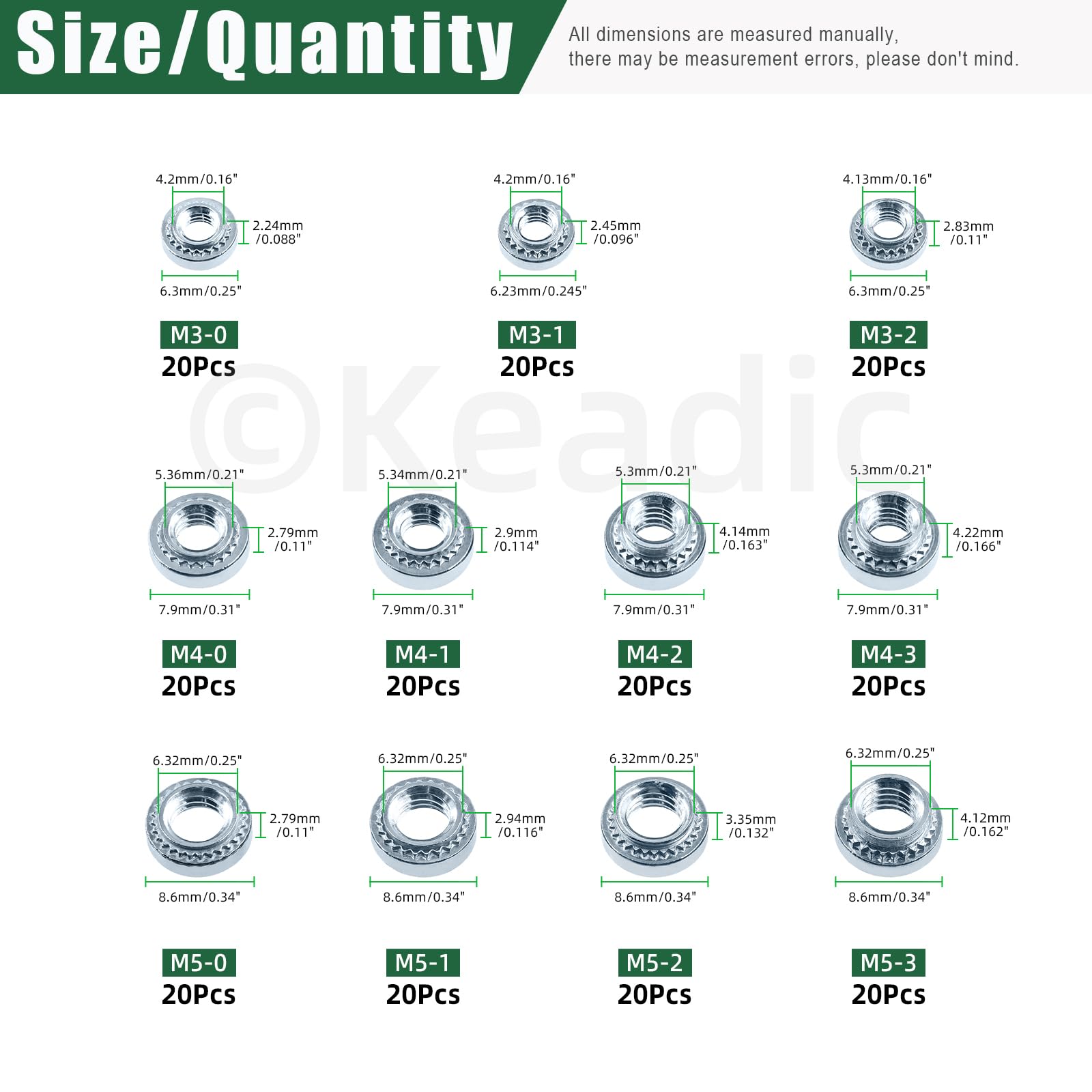 Keadic 220 Pcs Self -Clinching Nuts - Image 2