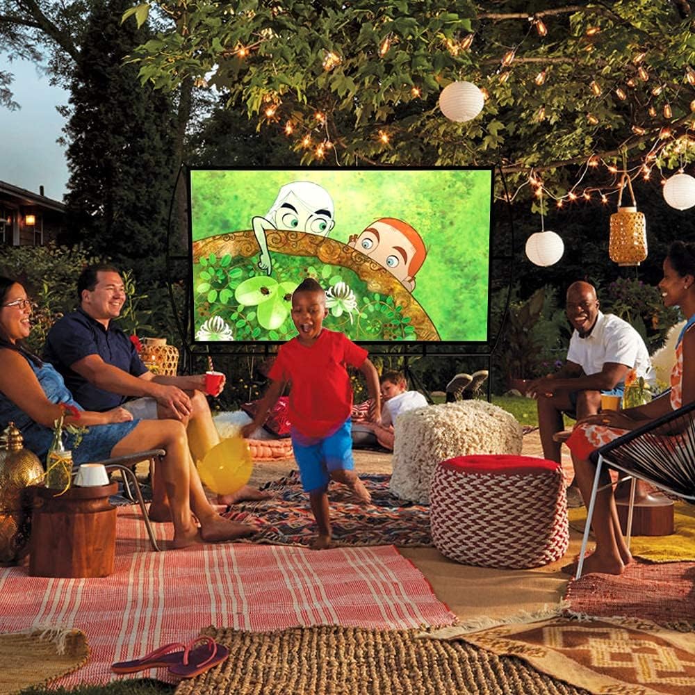 80% Off Discount Projector Screen with Stand, 120 inch Outdoor Movie Screen,Portable Projector Screen, Projection Screen Outdoor for Home