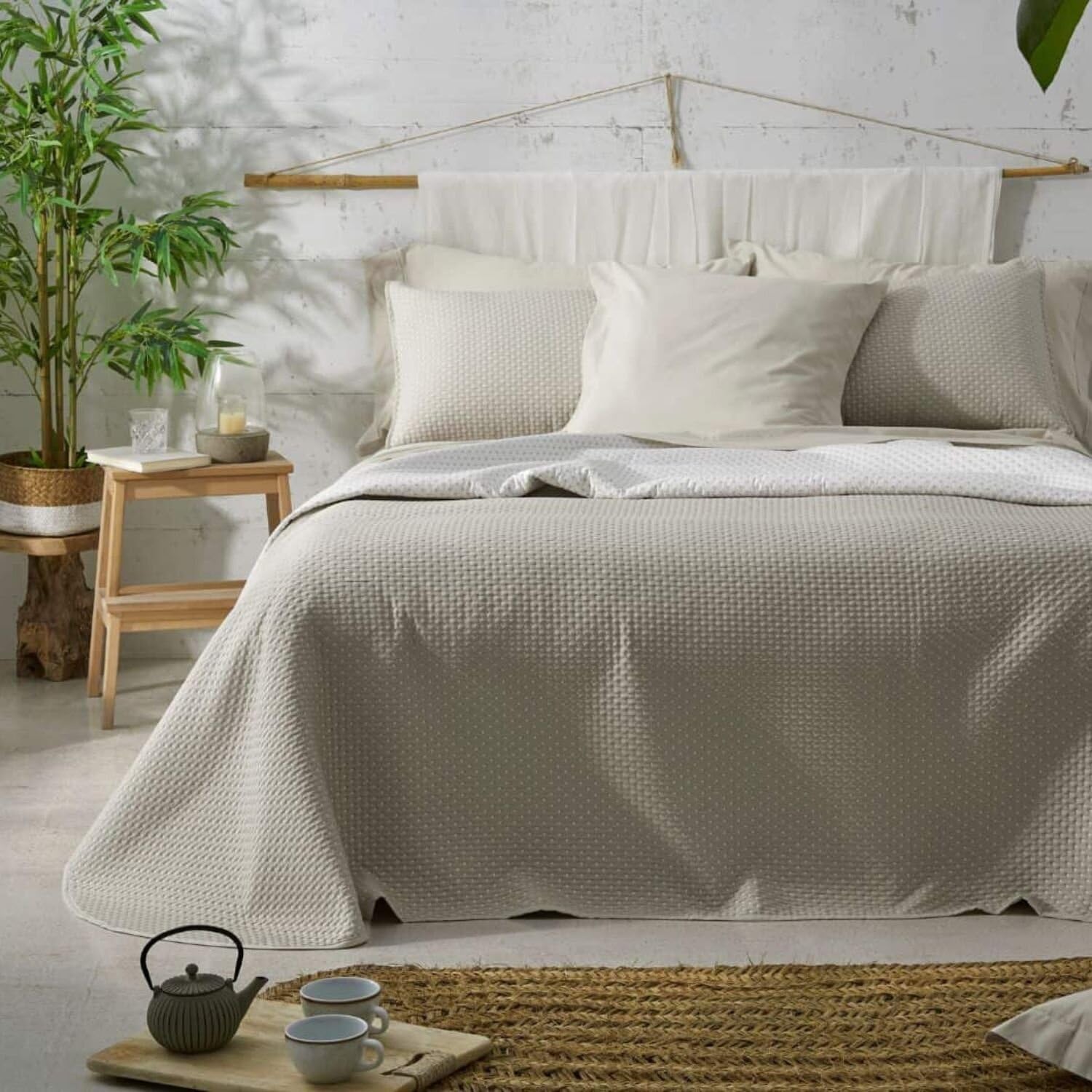 Burrito Blanco | Colcha Verano | Cama de 90cm. (+Medidas Disponibles) | Diseño 162 | Color Lino (90x190/200cm.)
