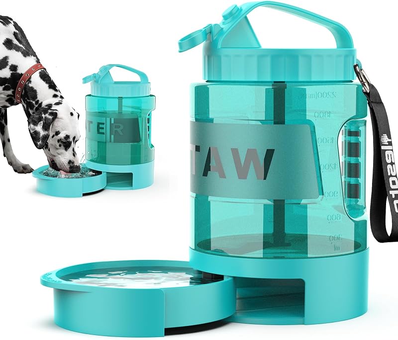 Garrafa de Água Portátil para Cães com Tigela Retrátil lesotc, 2 em 1, 2,3 L