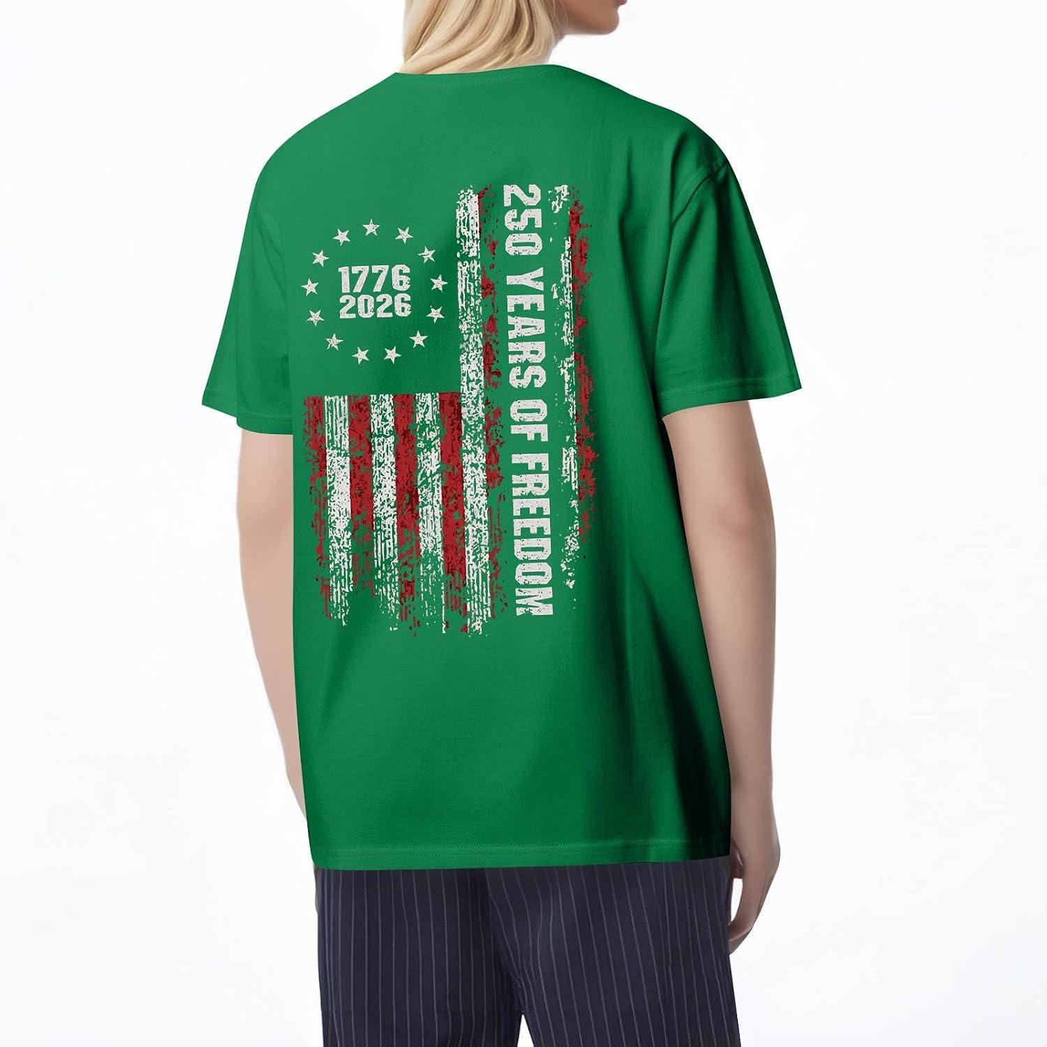 WENKOMG1 Women's USA Tee Shirt Short Sleeve 250 Years American Flag Anniversary Patriot Tshirt, S-5XL