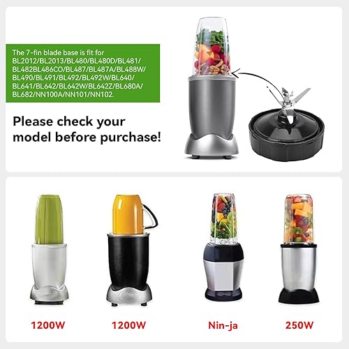 Miniatura 6 de Cuchillas cruzadas con juntas de goma piezas de repuesto para licuadora NUTRI NINJA, pieza de repuesto de hoja cruzada para licuadora Magic Bala,