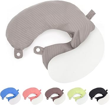 Zebrabox Travel Neck Pillow Cover U Shape Necks Pillows Case Replacement Covers Soft and Smooth Black Gray ONLY Pillow Cover, No Filler