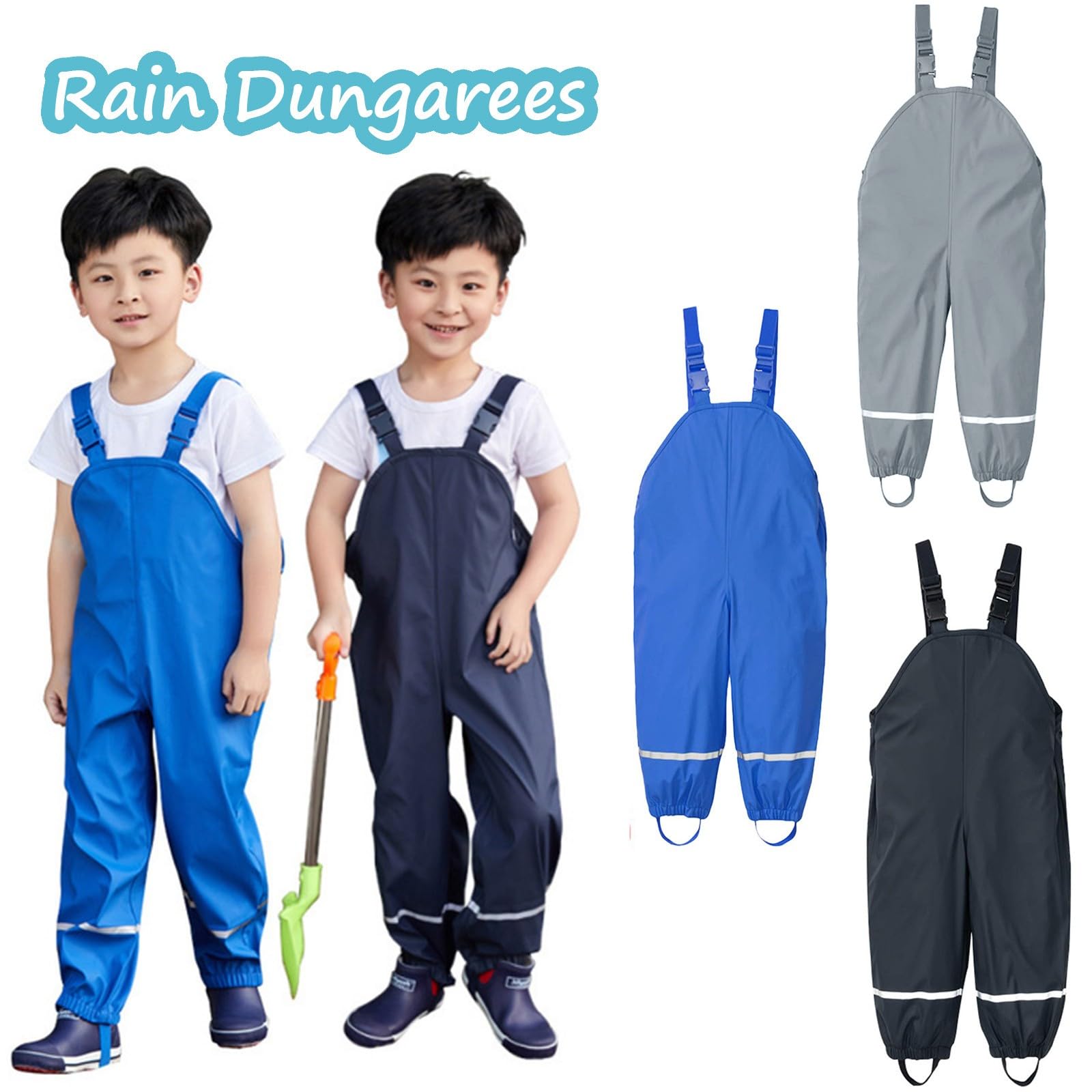 Generisch Unisex Kinder Matschhose Regenlatzhose Ungefüttert Wind-und wasserdichte Regenhose Regenbekleidung Wathose regenhosen für Jungen wasserdicht matschanzug Regenjacke für Mädchen Jungen