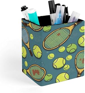 PU Leather Pen Holder Tennis Racquets Balls Desk Organizer Storage Cup