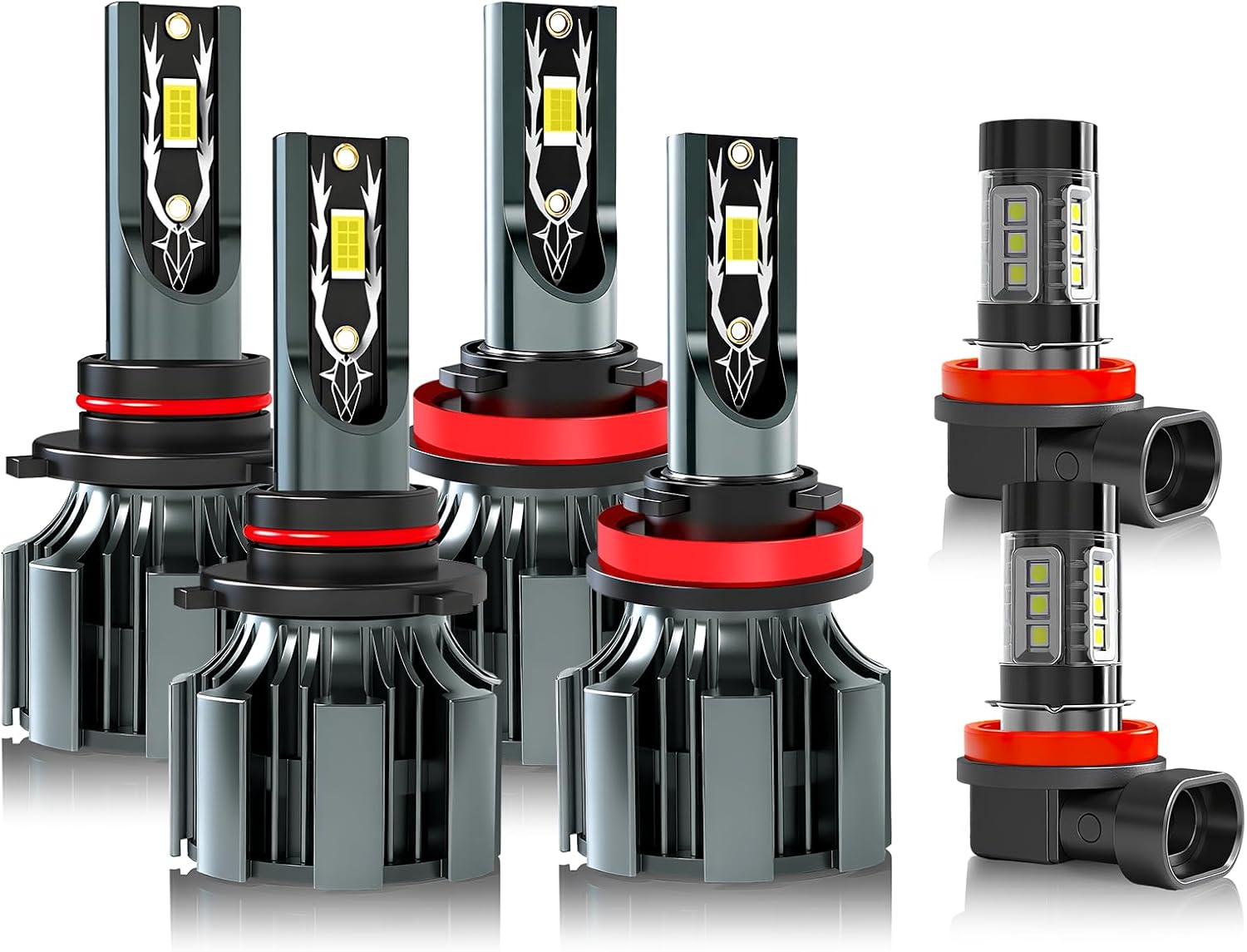 Fit For Toyota Camry (2007-2014) Light Bulbs, Hi & Lo Beam Bulbs+ Fog Lights Bulbs Kit, 6500K White, Plug and play, Pack of 6