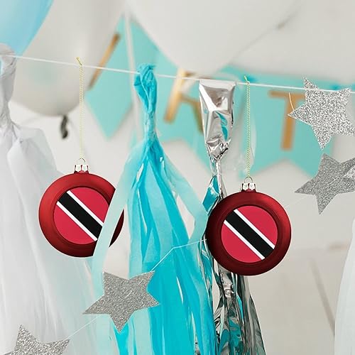 Vista 178 de Adornos dorados de bola de Navidad de Trinidad y Tobago, adorno de bola de bandera de Trinidad y Tobago, adornos de Navidad de bandera nacional