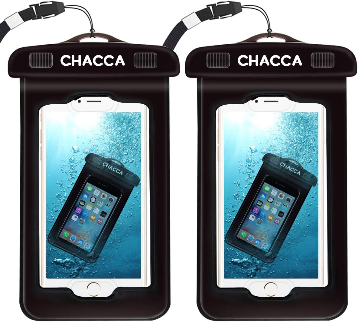 Waterproof Phone Case, 2 Pack Phone Pouch Dry Bag, Sensitive Screen Touch Phone Protector for iPhone X/8/8 Plus/7/7 Plus/6s/6/6s Plus, Samsung Note 2/3/4, 7" L x 4" W,Black