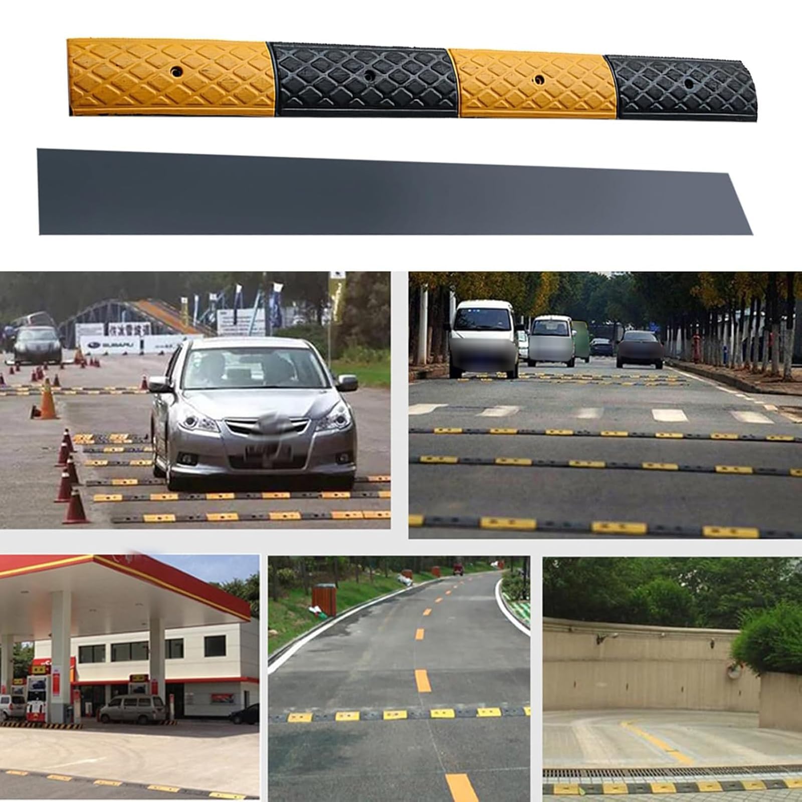 Ralentisseur Caoutchouc,Ralentisseur Voiture,Ralentisseurs en Caoutchouc Jaune Et Noir,Rampe de Protection Câbles,Résistant à l'usure,pour Allées et Routes en Asphalte,Béton,Gravier