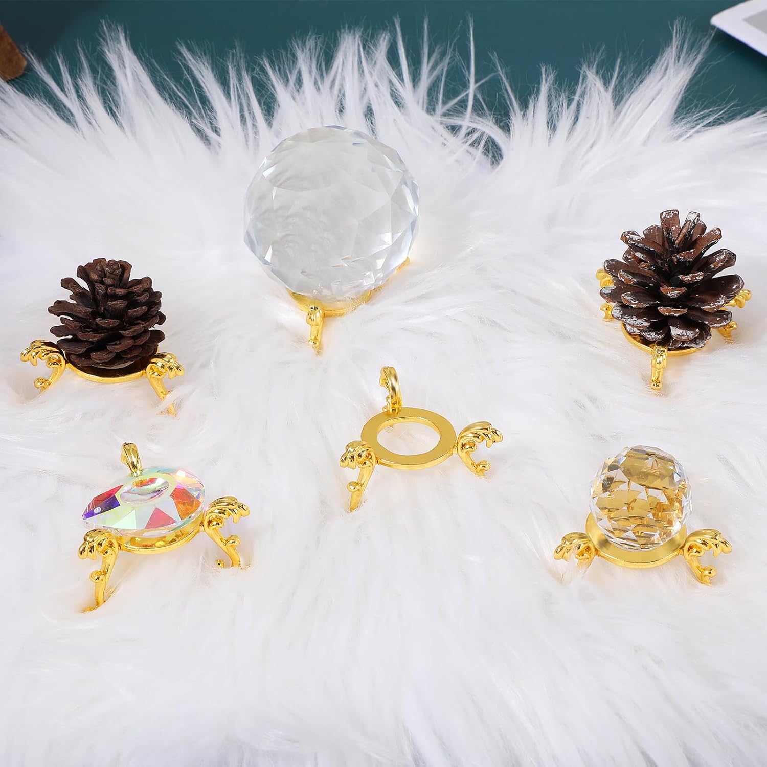 20 Pcs Gold Crystal Ball Stand for Displaying Crystal Glass and Natural Rocks, Sphere Display Holder, for 40mm-80mm Sphere or Stone Air Fern Display Stand