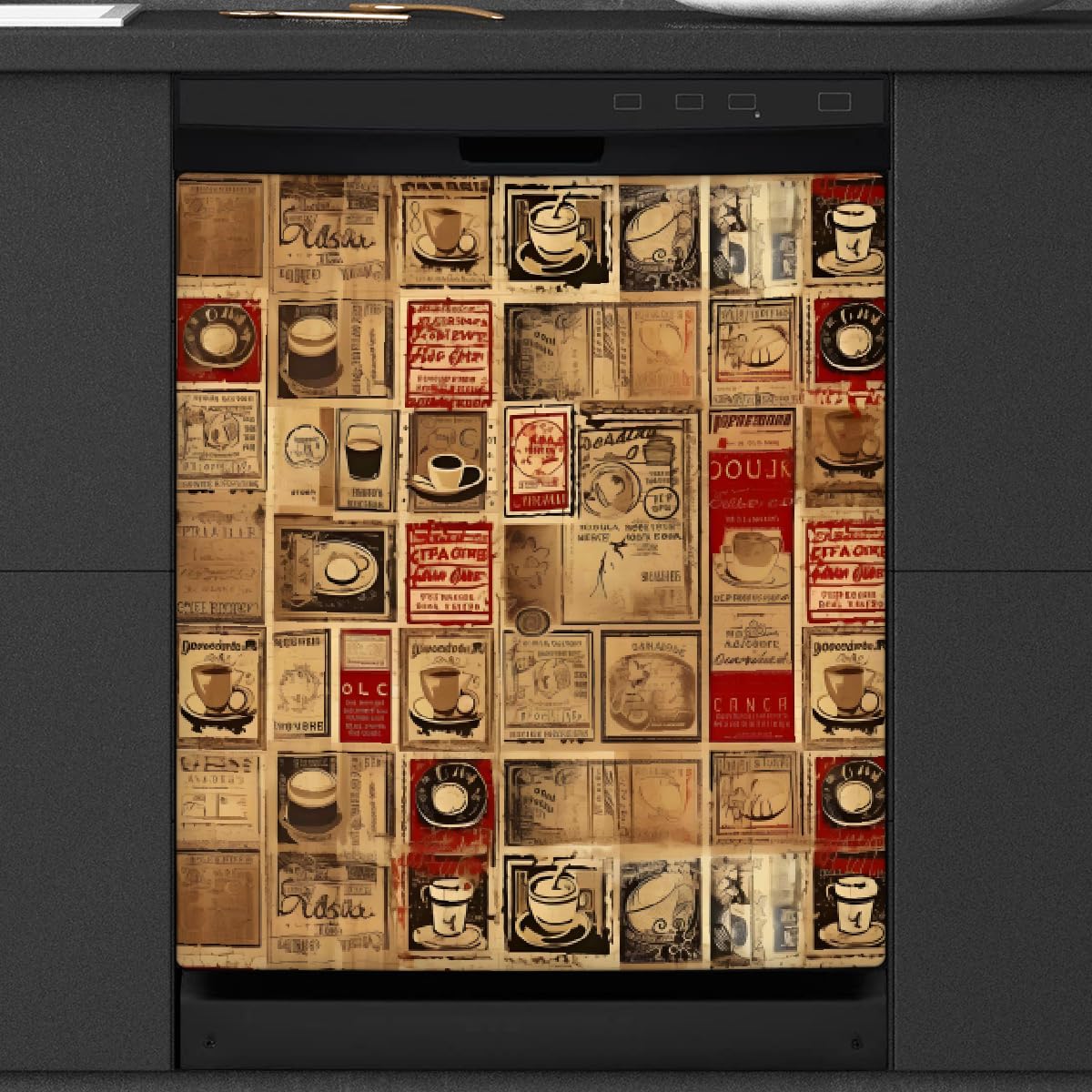 Autocollant frigo magnétique vintage 58 x 66 cm amovible et repositionnable à volonté
