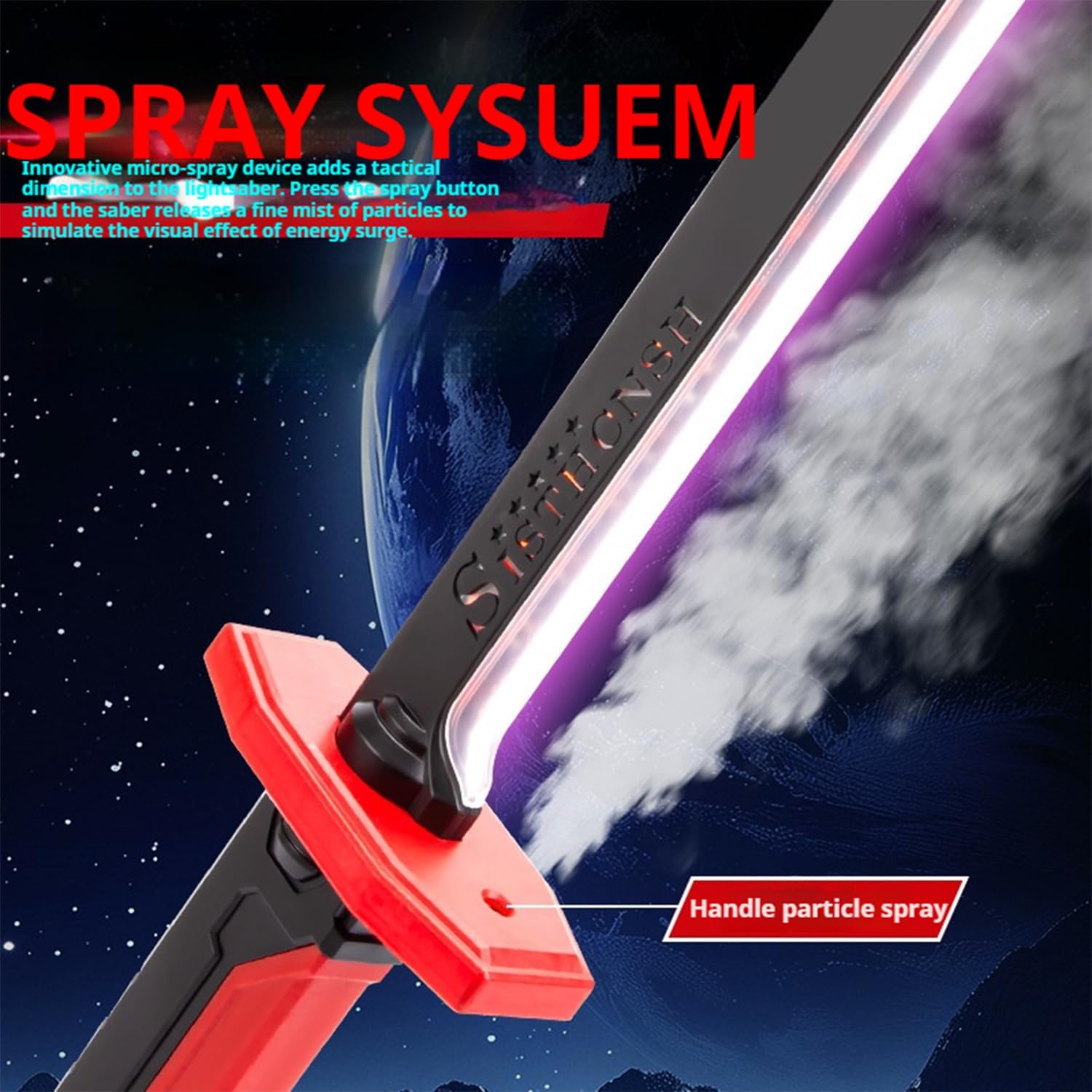 Cyberpunk Sword - 31.4 inches 7 Color LED Light Saber Simulated Toys with Sound Effects and Smoke, Neon Lightsaber with USB-C Rechargeable for 14+ Years Old Teenager and Cosplay Rave Parties