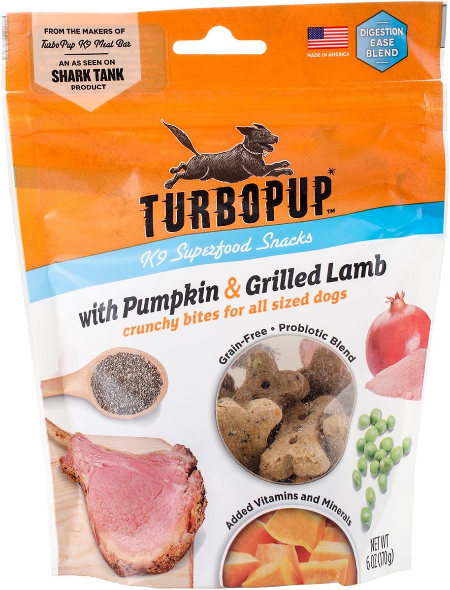 Turbopup K9 Superfood Snacks With Grilled Lamb & Pumpkin | Healthy Dog Treats Are All-Natural, Grain-Free, Made In The Usa