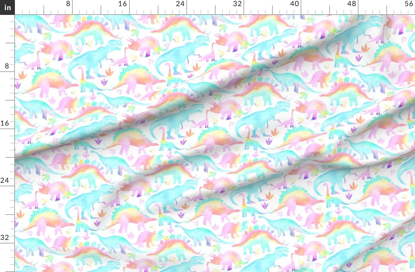 Spoonflower Fabric - Pastel Dinosaurs Scale Dinosaur Boys Childrens Watercolor Printed on Organic Cotton Sateen Fabric by The Yard - Sewing Quilting Apparel Home Decor