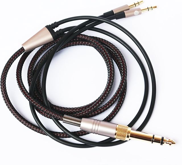 Replacement Cable Compatible with Hifiman Sundara, Arya, Ananda, HE4XX, HE-400i (dual 3.5mm connector Version) Headphones 3.5mm / 6.35mm to Dual 3.5mm connector Jack Male Cord 3m/10ft