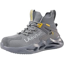 LAoutun Steel Toe Shoes for Men, Lightweight Comfortable Safety Shoes with Puncture Resistant, Indestructible Work Shoes for Construction and Warehouse