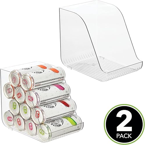 Miniatura 2 de mDesign Organizador de plástico compacto para cocina y despensa para latas altas y delgadas de sodapop, cocina, despensa, refrigerador, paquete de