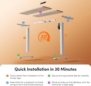 Cubiker Standing Desk, 32 Small Sit Stand Home Office Desk, Electric Stand up Desk, Adjustable Desk with Splice Board, White Frame/Maple Top
