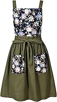 Pinknoke Vintage Floral Pinafore Apron Dress for Women with Pockets - Cute Chef Apron for Kitchen, Cooking, Baking, Gardening