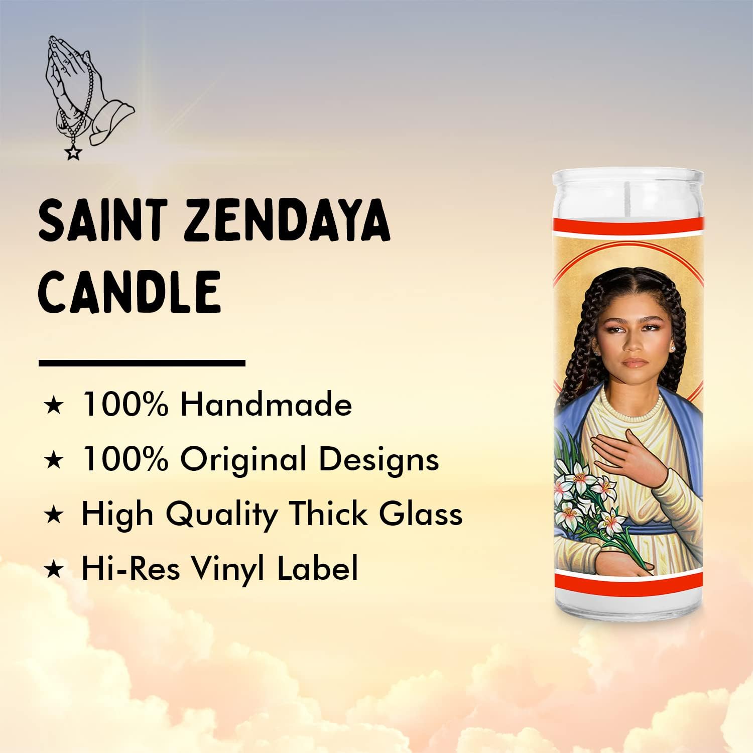 Zendaya Celebrity Glass Jar Candle – Unscented Handmade Soy Wax Votive Candle – Unique Gift for Movie Lovers – Home Decor Collectible for Living Room & Office – 8 Inch