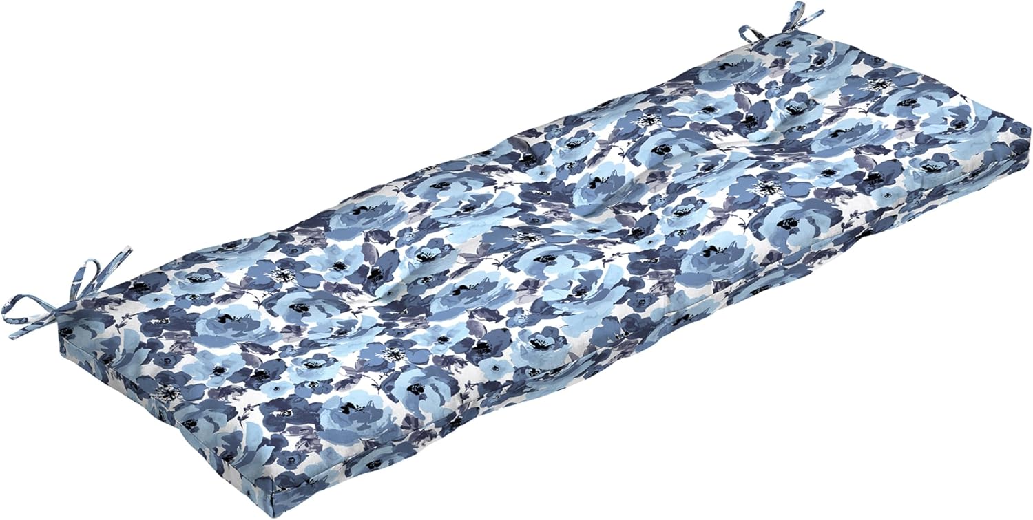 Arden Selections Outdoor Plush Modern Tufted Bench Cushion, 48 x 18, Water Repellent, Fade Resistant, Tufted Bench Cushion for Bench and Swing 48 x 18, Peacock Blue Green Texture