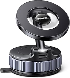 UGREEN Magsafe Car Mount, Upgraded Suction Phone Mount for Car Dashboard | 360° Adjustable Magnetic Magsafe Car Phone Holder for Windshield Compatible with iPhone 17 Pro Max 16 15 14 13 12 Series