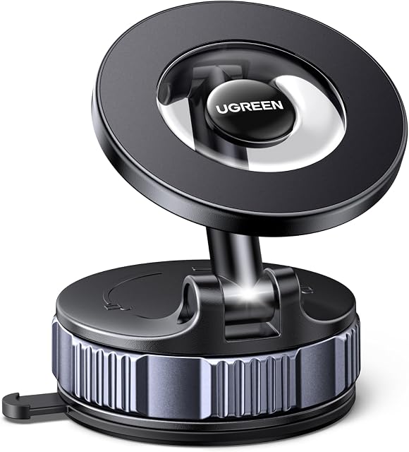UGREEN Magsafe Car Mount, Upgraded Suction Phone Mount for Car Dashboard | 360° Adjustable Magnetic Magsafe Car Phone Holder for Windshield Compatible with iPhone 17 Pro Max 16 15 14 13 12 Series