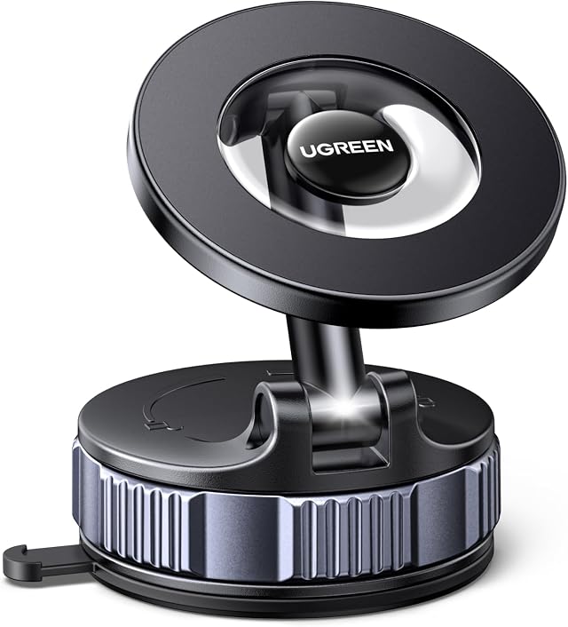 UGREEN Soporte Movil Coche Magnético Magsafe con Succión al Vacío | Imán N52H 3600gf, Soporta más 20KGF, Plegable 360°, Compatible con iPhone 17-12 Pro Max,Múltiples Escenas