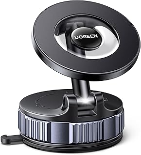 UGREEN Car Phone Holder for Magsafe Car Mount Strong 3600gf Magnetic Car Mobile Holder with Vacuum Suction Base & 360° Rotating Metal Arm for iPhone 17/16/15 Series & Android Universal Car Phone Stand