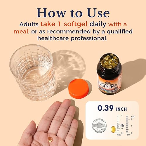 Miniatura 6 de Vitalitown Suplemento de vitamina D3 K2, D3 5000 UI, vitamina K2 MK-7 100 mcg, sin OMG, sin gluten y soja, para huesos, dientes, inmune y salud