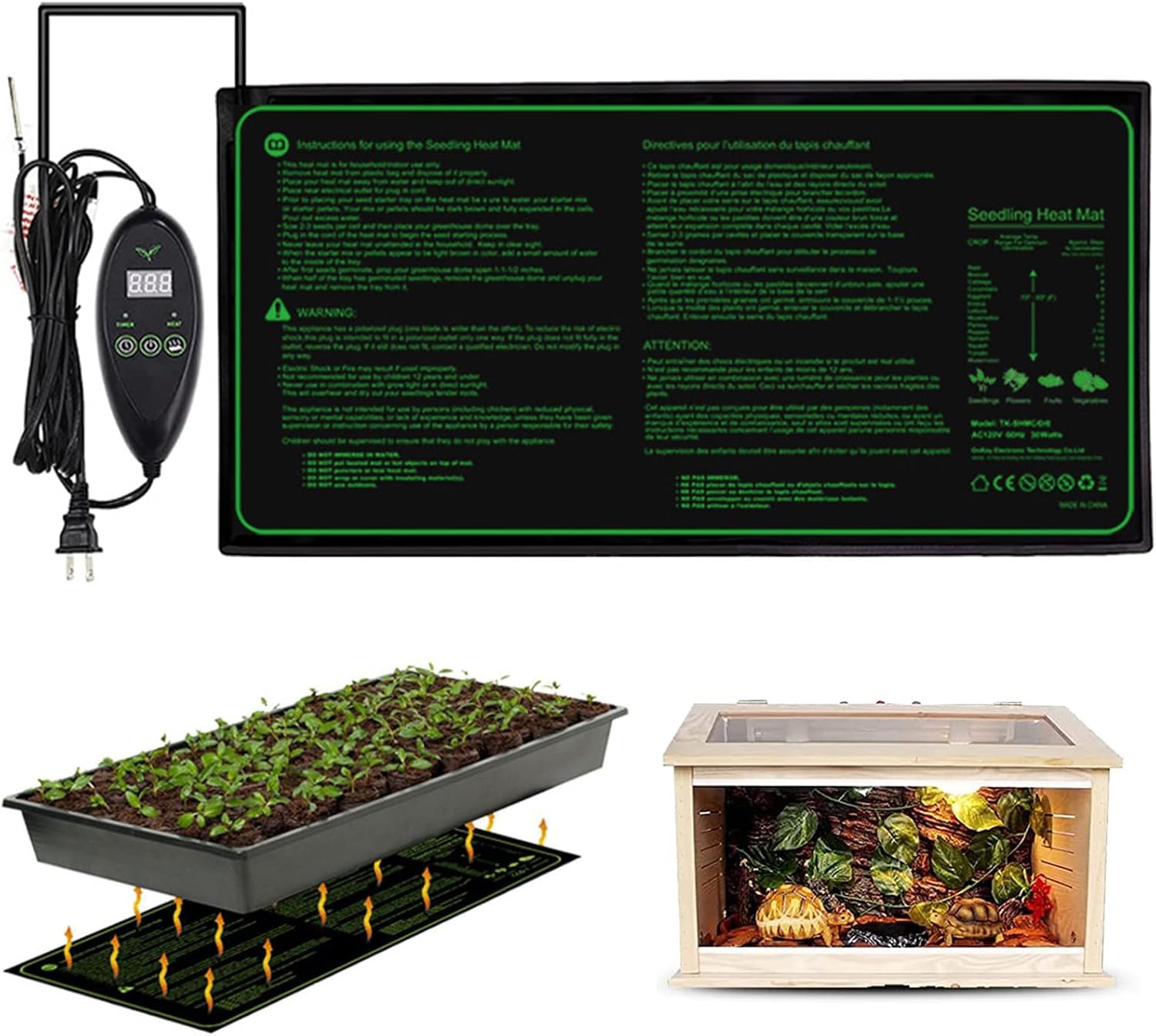 Seedling Heat Mat, Waterproof Greenhouse Propagator Heating Pad for