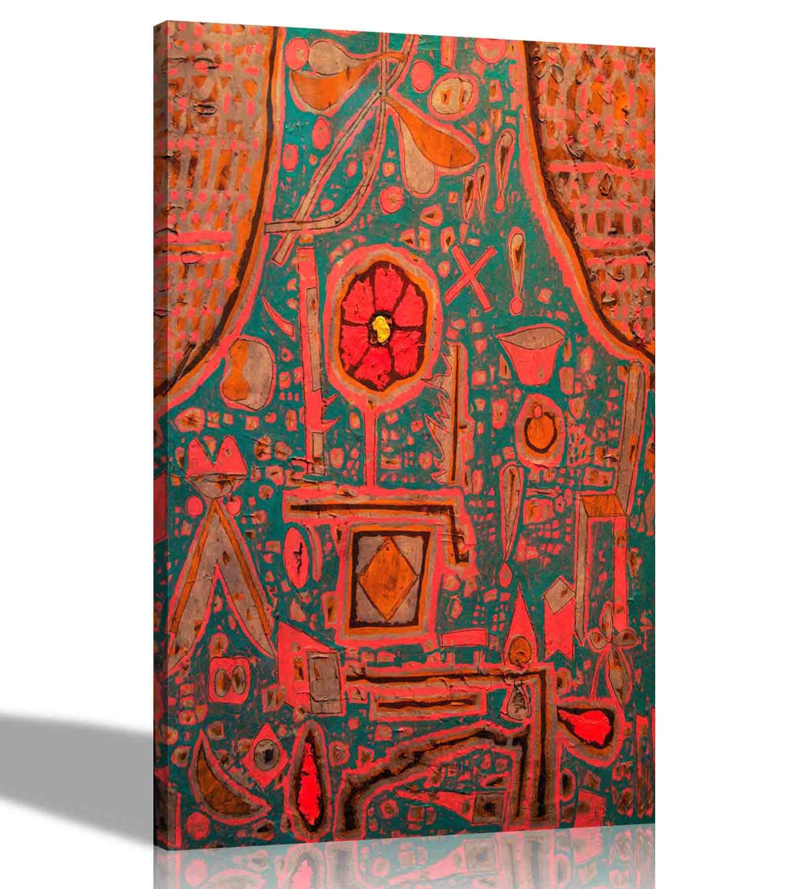 Artley Prints Red - Blooms By Paul Klee Canvas Wall Art Prints | Home Decor Contemporary Moden Pictures For Livingroom, Bedroom, Lounge, Office 86 X 61Cm (34 X 24 Inches) A1