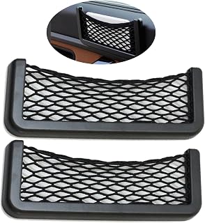 Car Storage Net Bag,2 Pcs Phone Car Mesh Net Holder,7.86 in*3.15 in Abs Plastic Self-Adhesive Frame Automotive Cargo Nets for Most Car Suvs Truck
