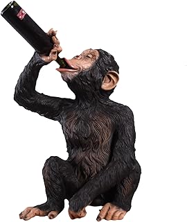 Boozy Chimp Bottle Holder, Unique Wine Decor, Funny Chimp Statue, 19 Inches x 16.5 Inches x 27 Inches