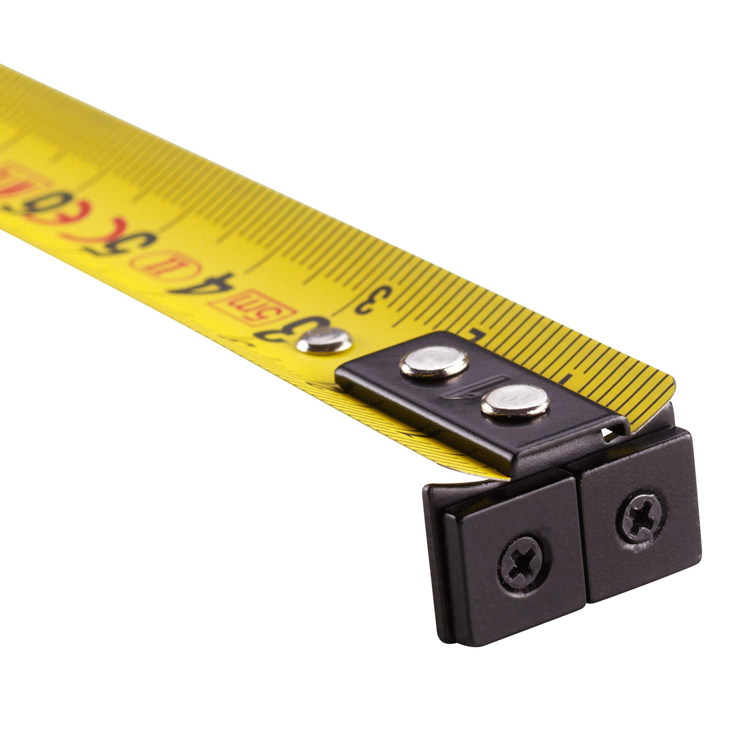 SOLA Cinta métrica magnética Compact M – 5 m/19 mm – Cinta métrica con clip para cinturón – Banda de acero lacado amarillo con escala mm – Clase de precisión II – Rollmeter con gancho móvil – Longitud