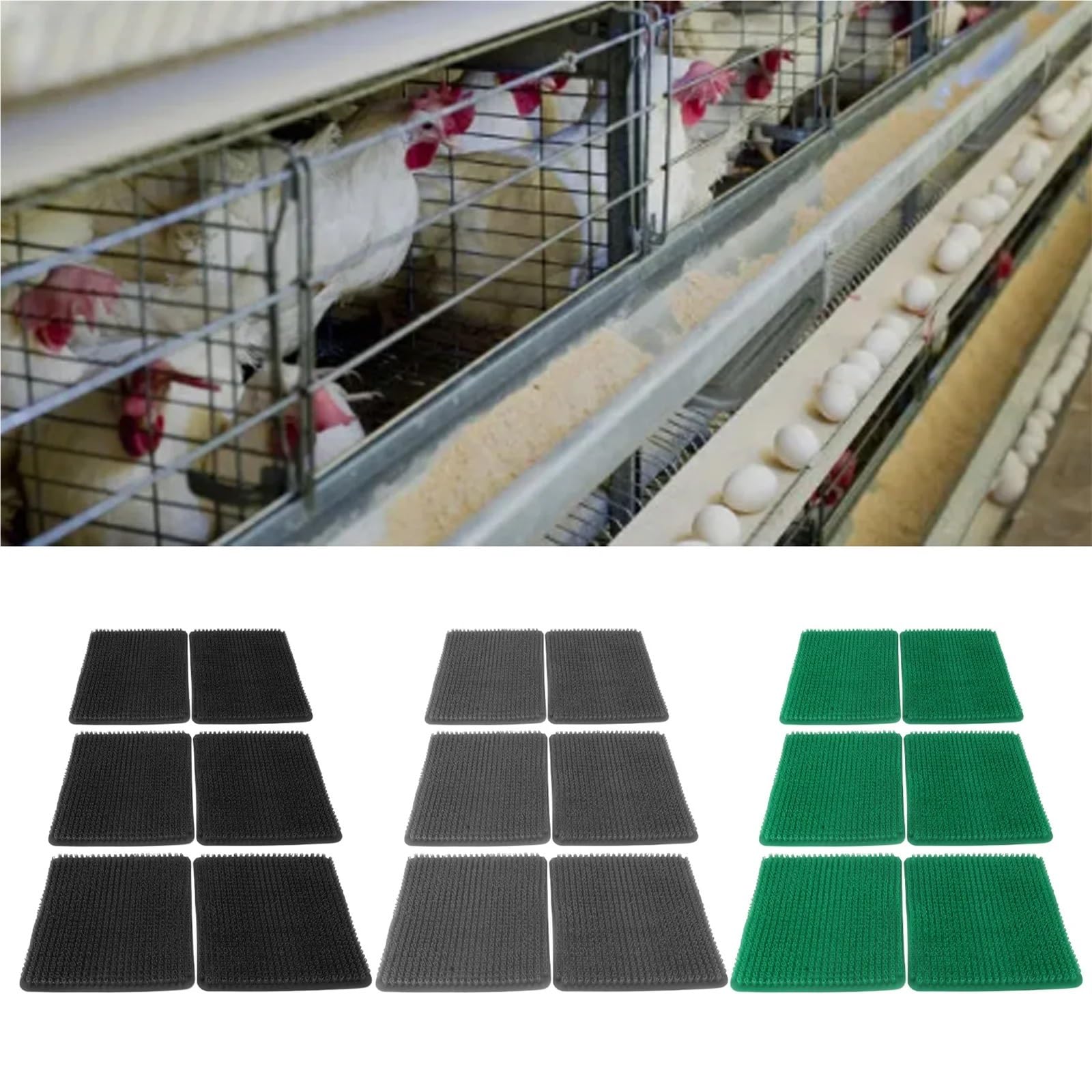 Estera para Nido De Pollo 6 Almohadillas de Polietileno Resistentes a los arañazos for nidos gallinas, Accesorios for la Puesta Huevos en gallineros(Black)