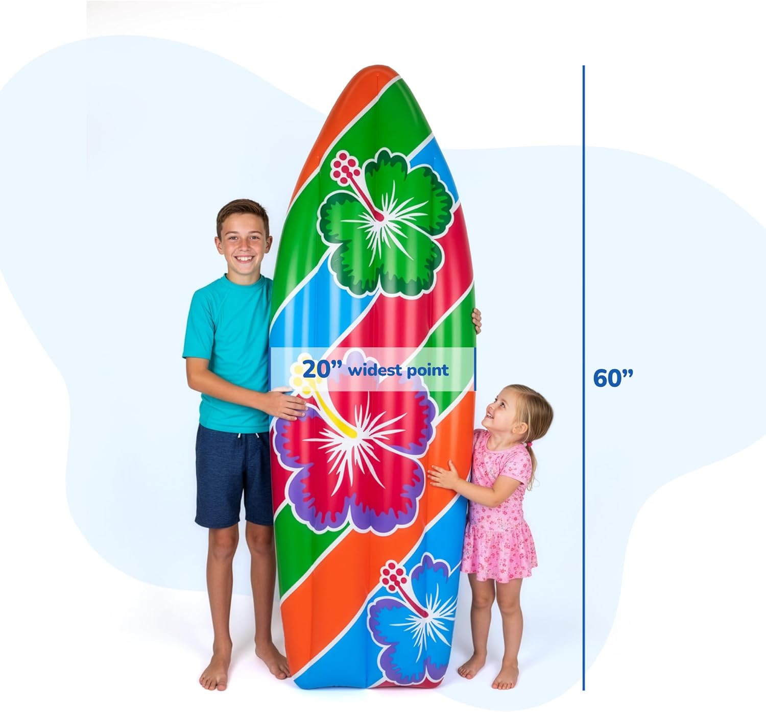 ArtCreativity Luau Surfboard Inflate, Inflatable Surfboard for Beach, Tropical and Luau Party Decorations, Inflatable Pool Toy for Kids and Adults, Beach Party Inflate