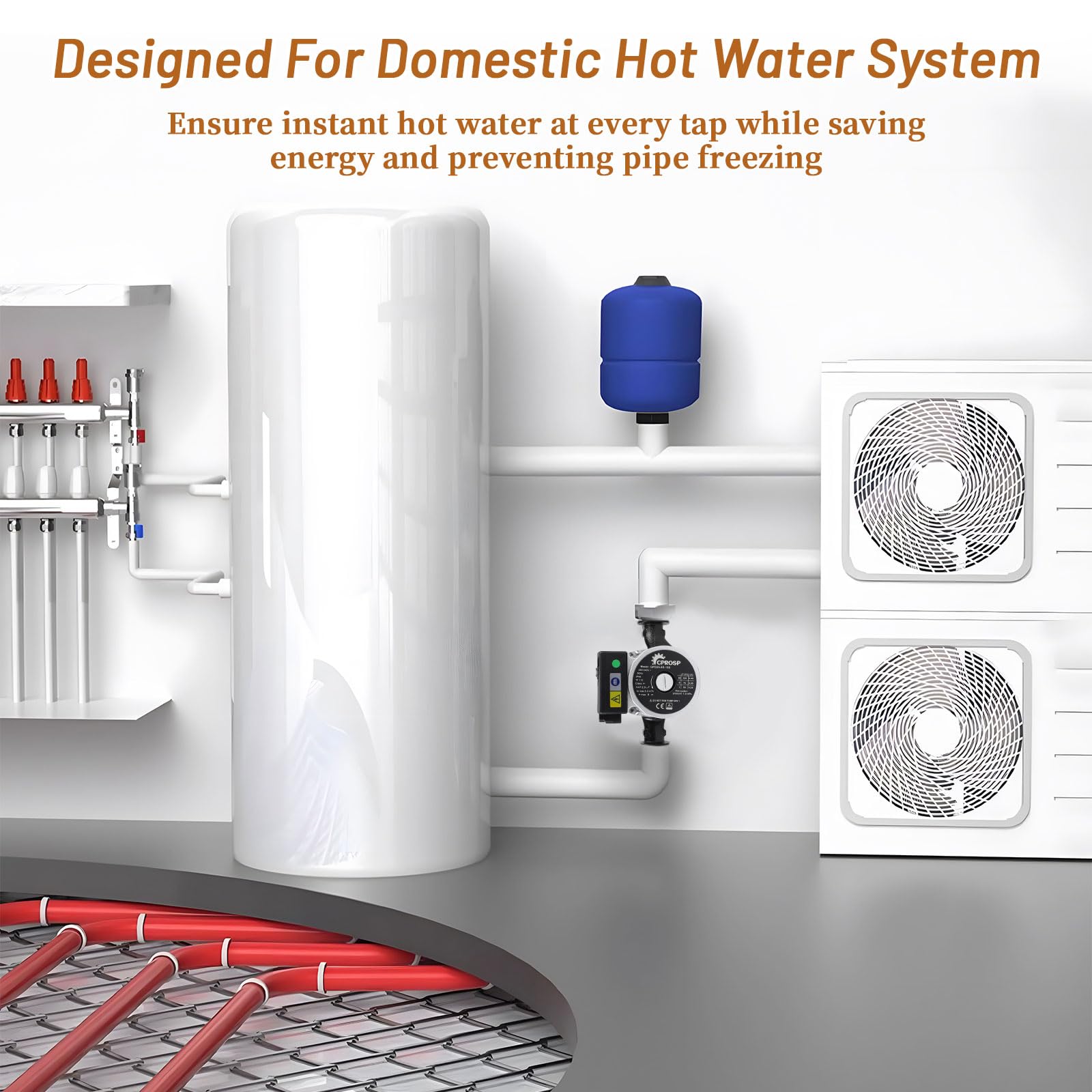 CPROSP Bombas de Circulación de Agua Caliente de 3 Etapas (55-70-100 W), Bomba de Circulaciónvertical 6 Metros de Altura de Bombeo, Bomba de Circulación de Calefacción para Calefacción Central