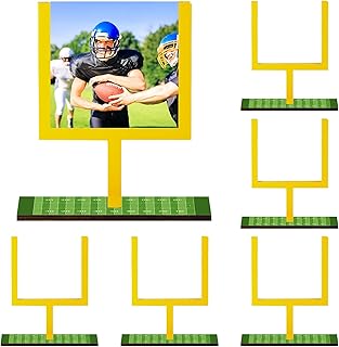 6 Pieces Football Goal Post Table Decorations Field Goal Post Centerpieces for Table with Base 4 x 6 Inches Wooden Football Photo Frame Decoration for Fans Club Sport Birthday Supplies