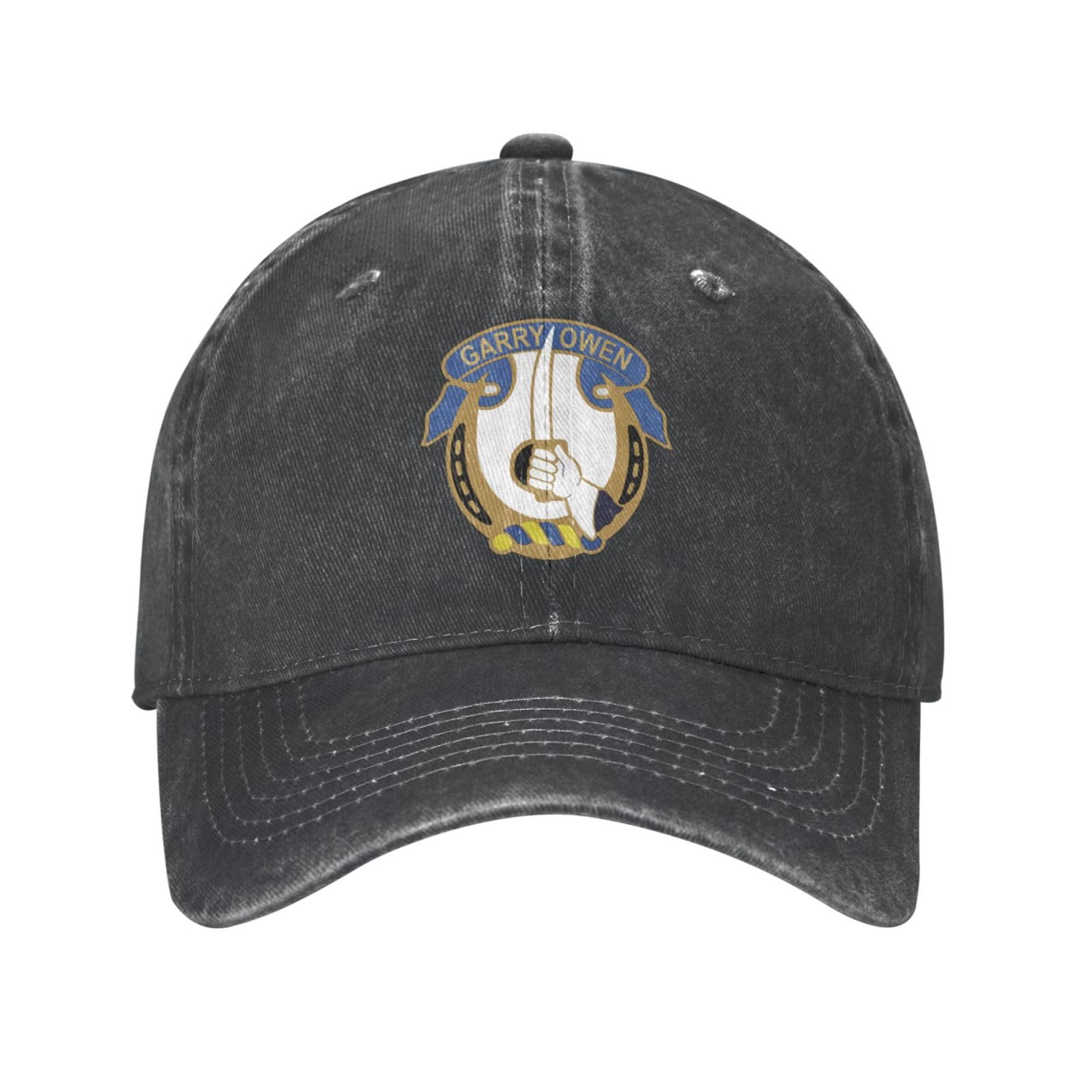 Tavos 7th Cavalry Garry Owen Denim Trucker Hat Baseball Cap for Men Cowboy Dad Black