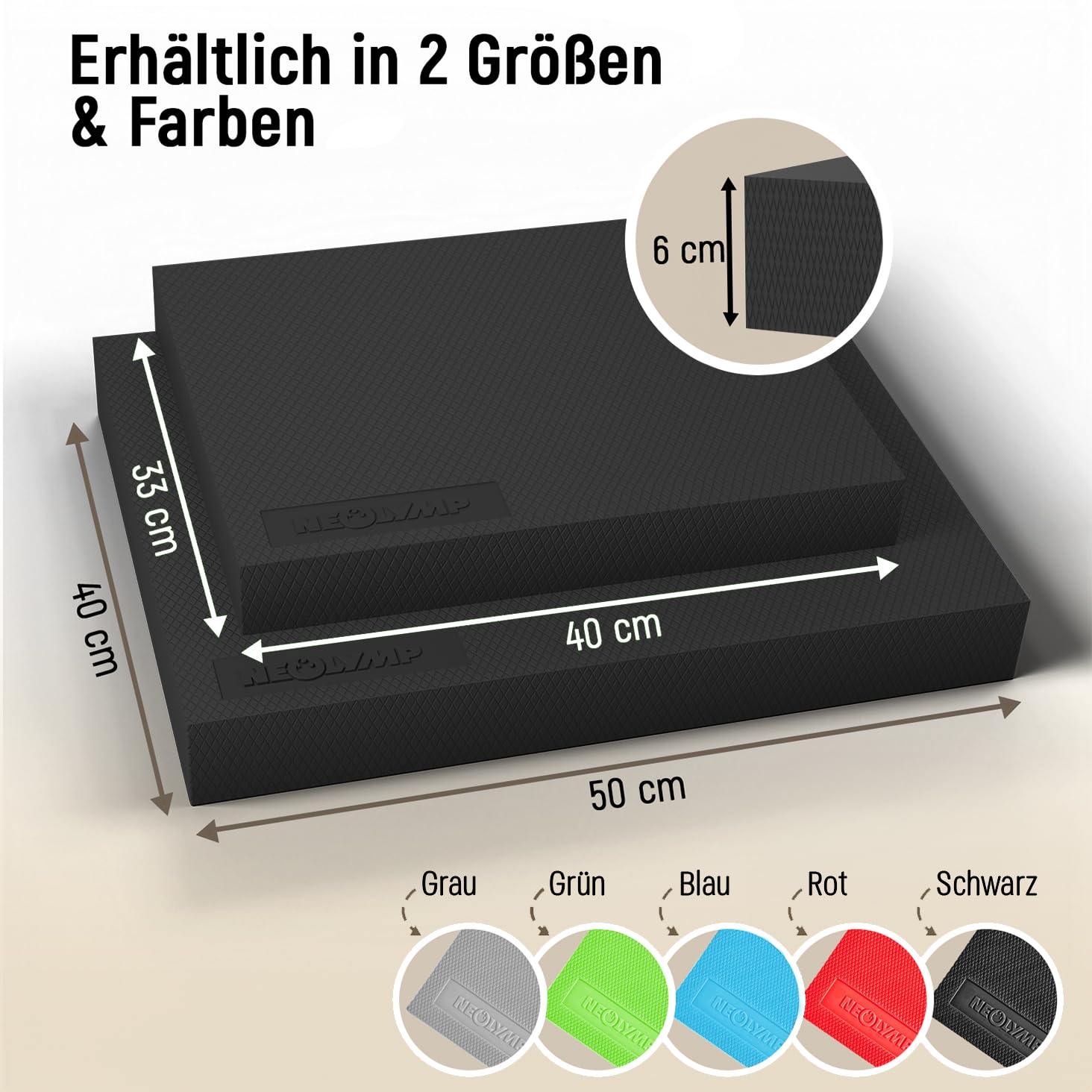 NEOLYMP Balance Pad - Rutschfestes Gleichgewichtstrainer für Physio & Reha - Balance Kissen Gelenkstärkend, Schweißfest, Elastisch - Ideal für Yoga, Gym & Zuhause - Balance Board Training