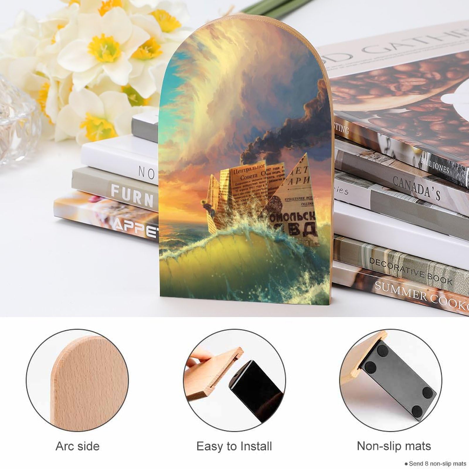 Amazon.co.jp: 本立て ブックエンド 風景 海 ボート ブックスタンド