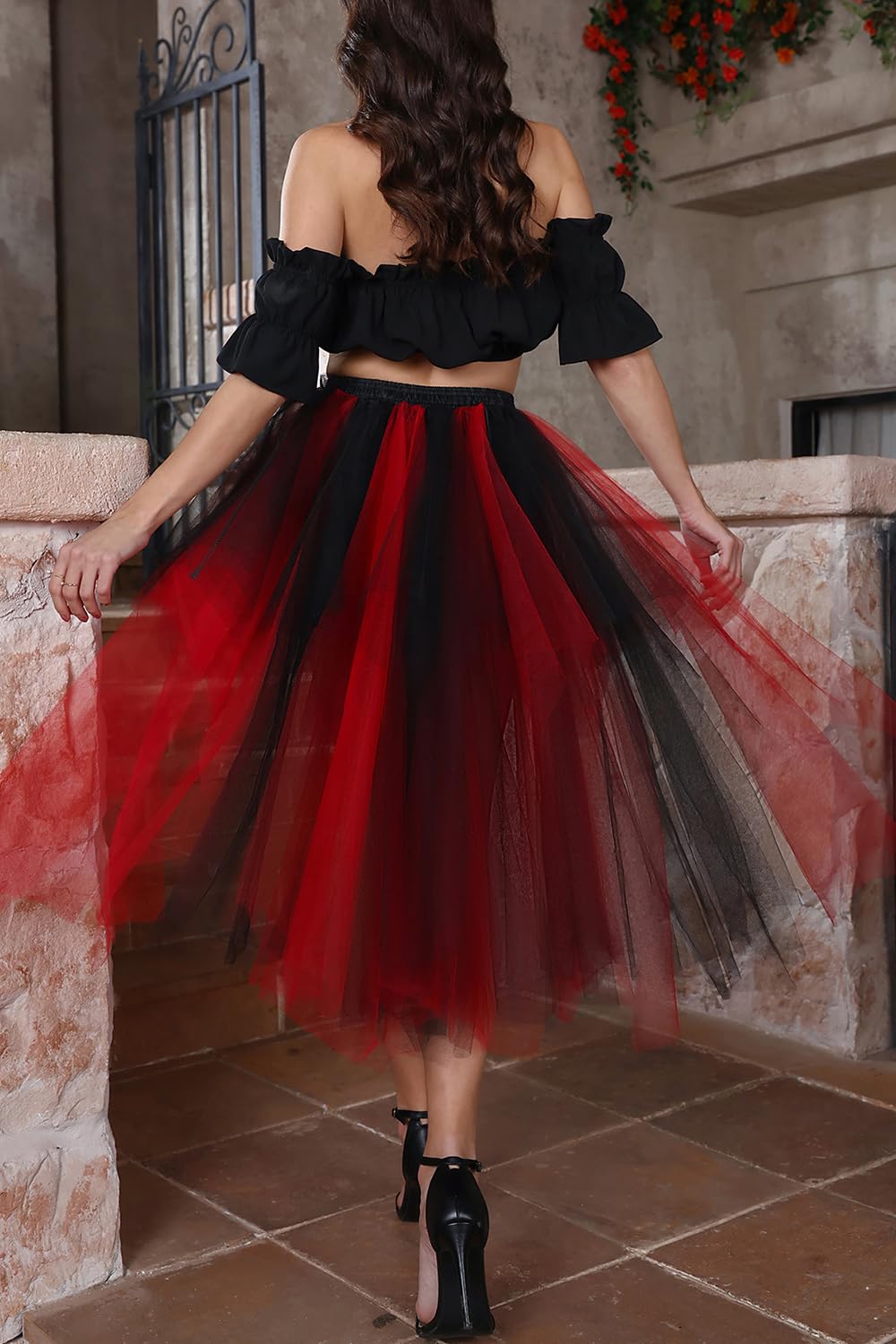 Tulle Skirts for Women High Low 50s Vintage Colorful Tutu Petticoat Ballet Bubble Dance Skirt for Cosplay Party