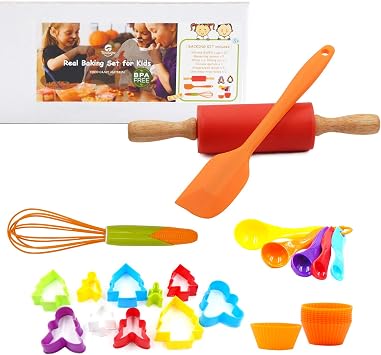 TOSSOW Kids Baking Tools Set Cupcake Pop Maker with Rolling Pin 28-Piece