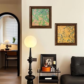 Pduoduo Framed Abstract Wall Art Set of 2,Modern Pictures Artwork,Botanical Plants Painting,Home Wall Decor,15.7x15.7 inch