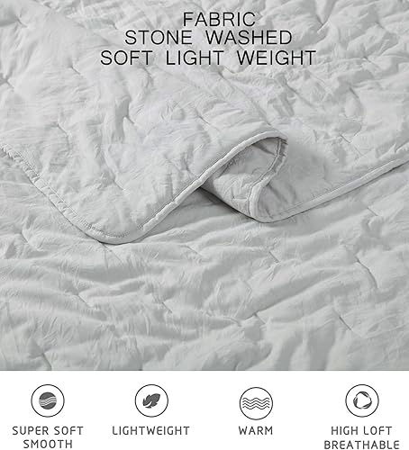 Vista 23 de Chezmoi Collection Marie 3-Piece Line Stitch Embroidery Quilt Set - Soft Washed Microfiber Lightweight Comforter Set Quilted Bedspread Coverlet Set