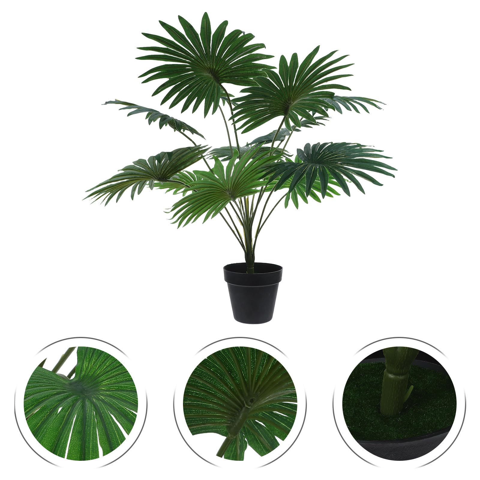 Albero di Palma Artificiale in Vaso Verde Realistico in Plastico, Facile Manutenzione, per Soggiorno e Camera da Letto, Pianta Finta Decorativa per Interni