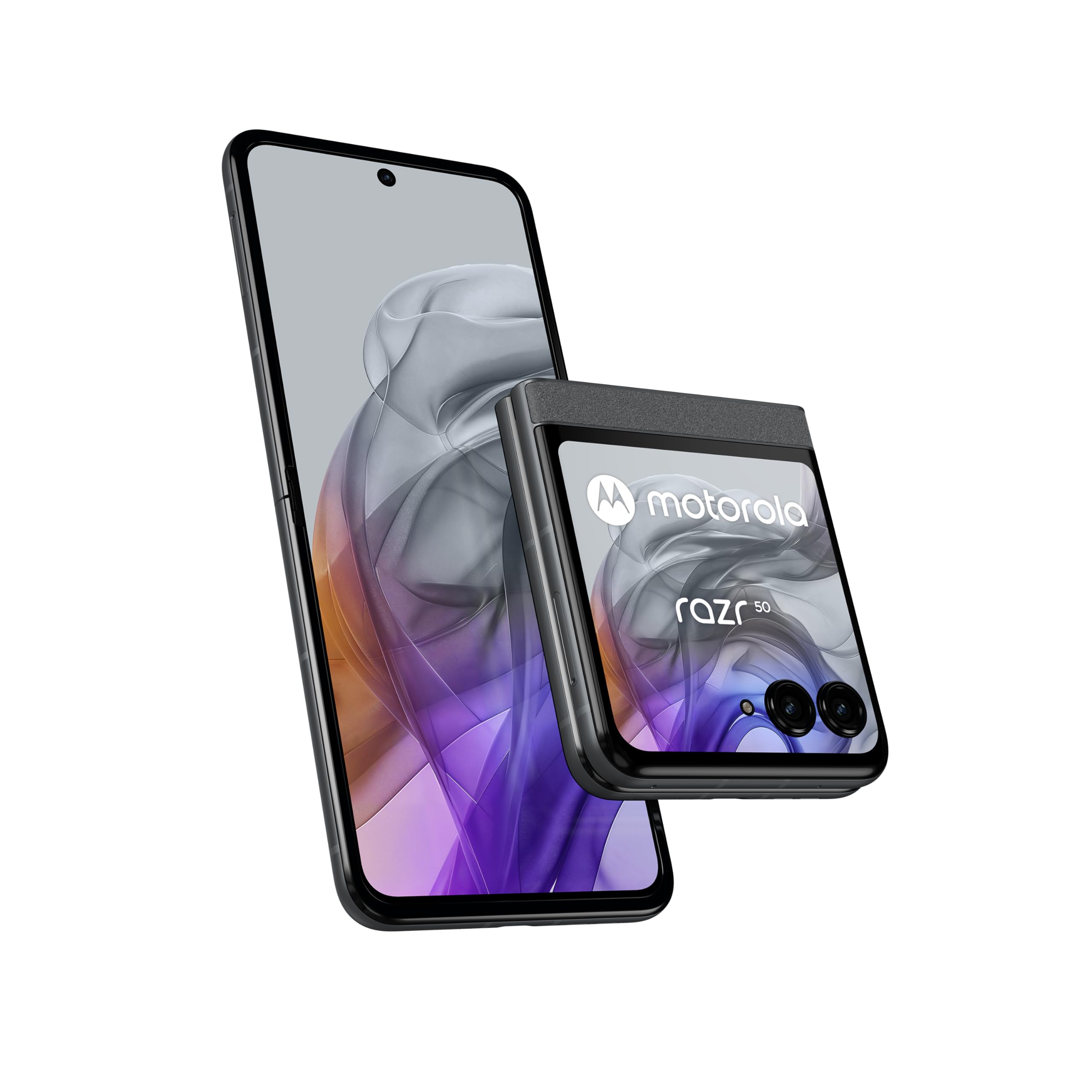 Motorola razr50 (Flip-Phone, 6,9"/3,6"-FHD+-Display, 50-MP-Kamera, 8/256 GB, 4200 mAh, Android 14) Koala Grey, inkl. Premium-Schutzcover [Exklusiv bei Amazon]