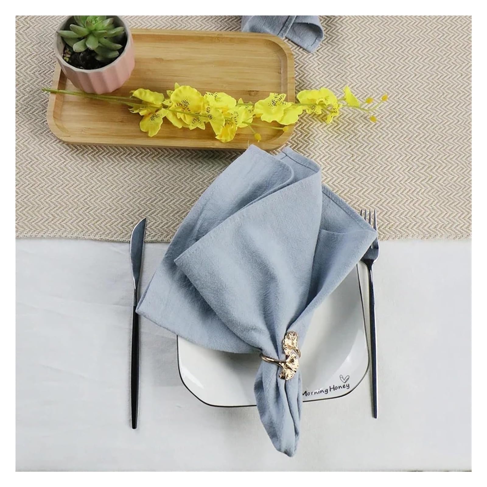 Baumwolltischtücher, Wiederverwendbare Stoffservietten, 6 Stück, Mehrfarbig, Baumwolle, Ramie, 30 x 45 cm, for das Essen in der Küche(6pcs White)